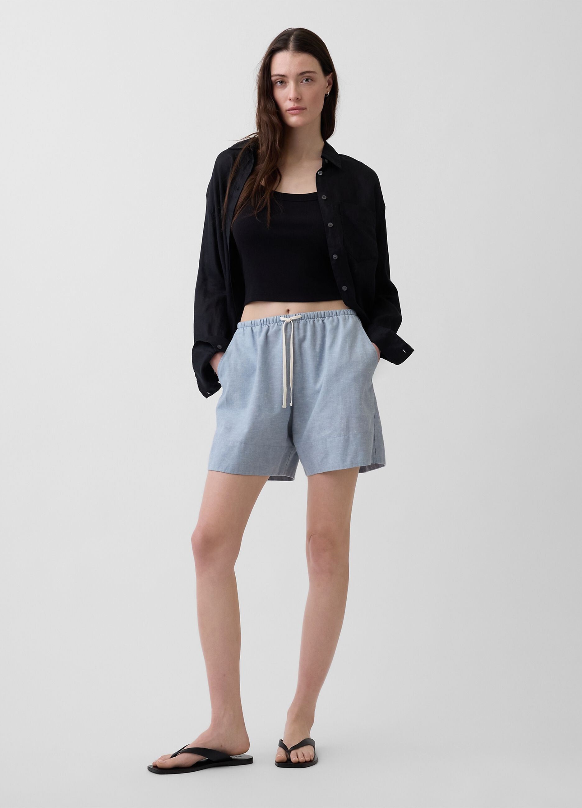 Linen-blend shorts