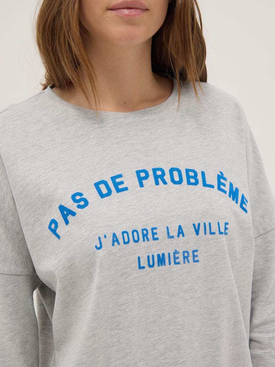 Maglia pigiama girocollo grigia in misto cotone regular fit con stampa_3