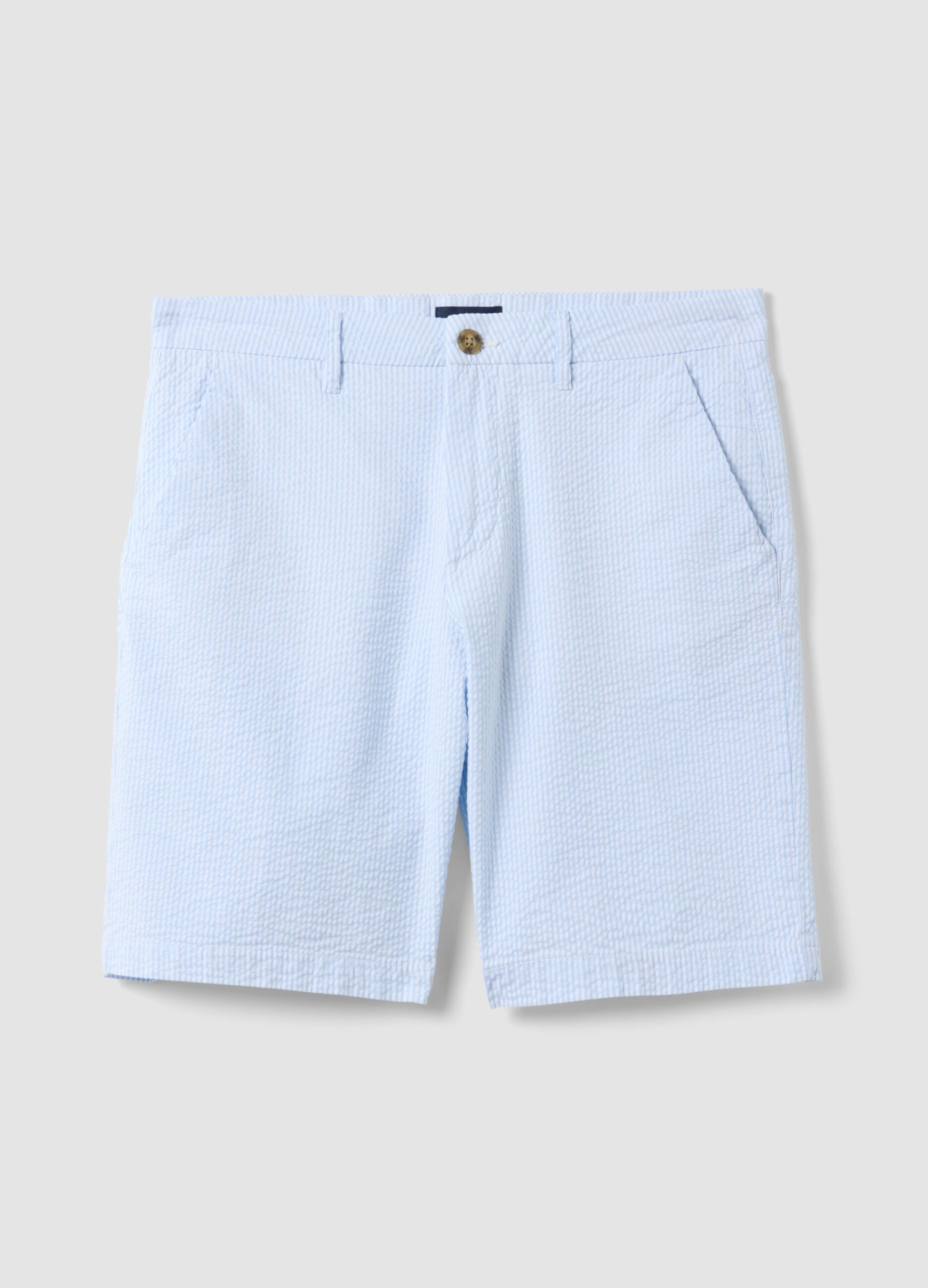 Light blue stretch cotton chino shorts