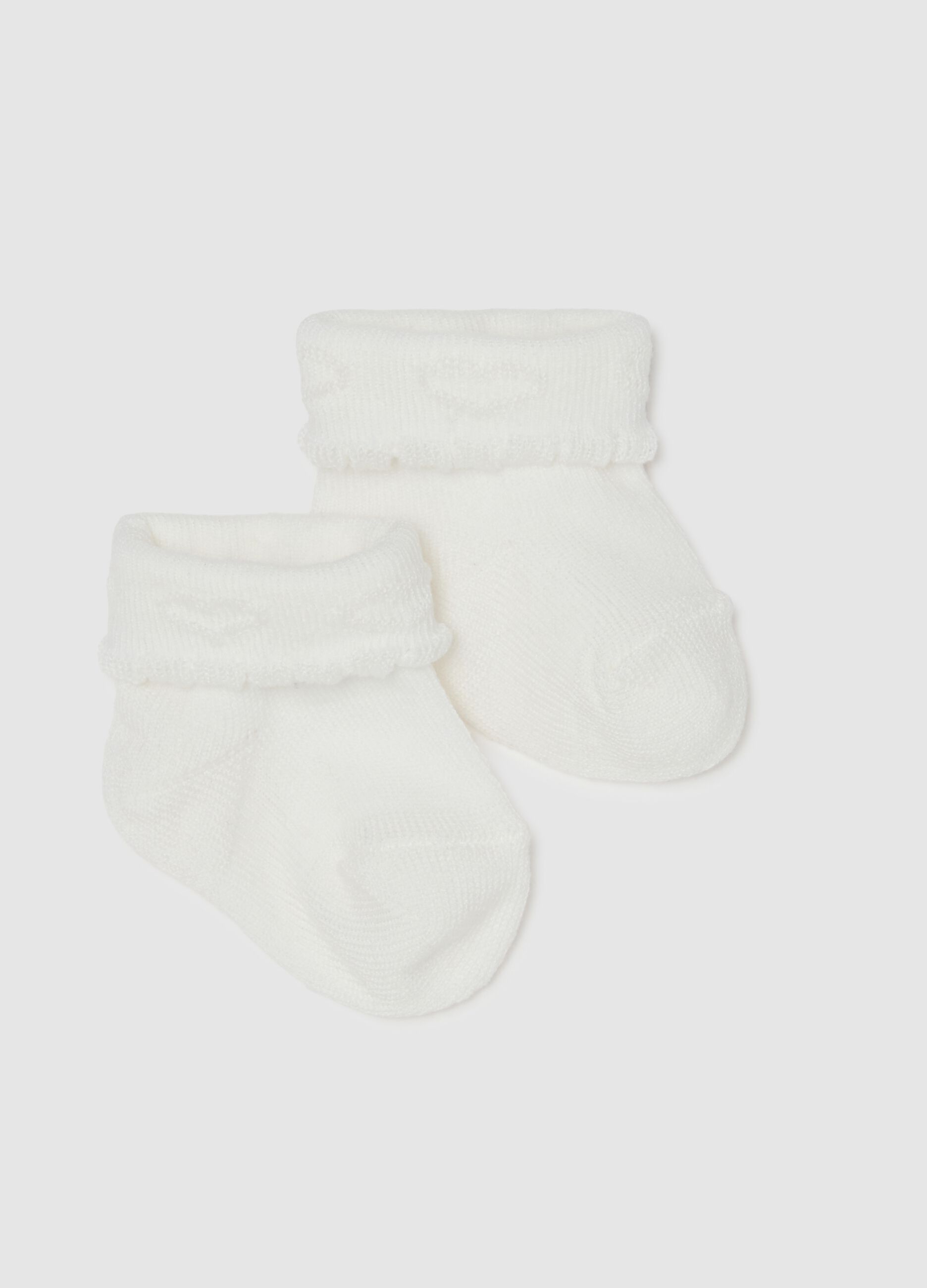 White stretch cotton blend newborn booties