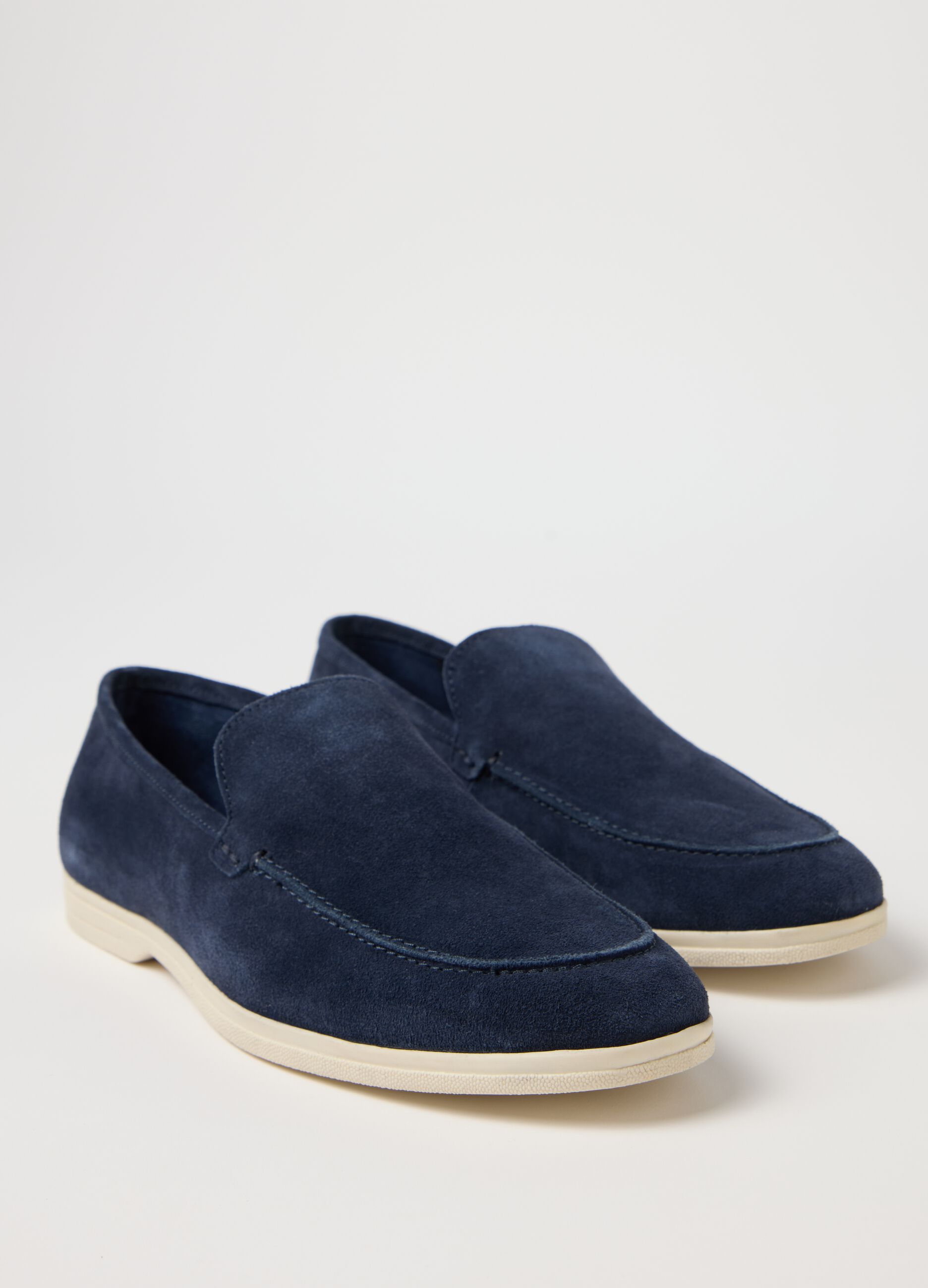 Blue Genuine Leather Moccasins Piombo