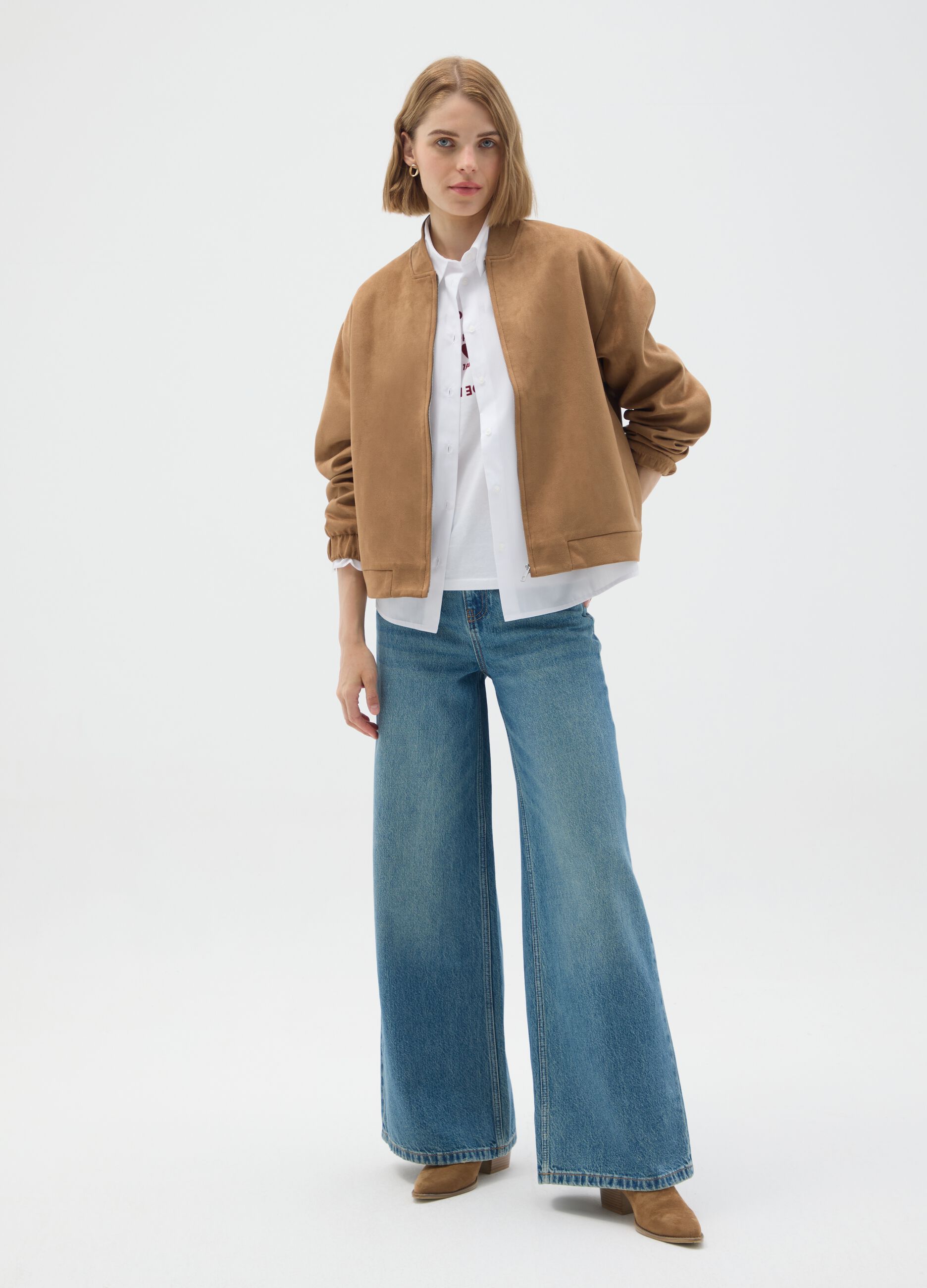 Giacca in camoscio marrone regular fit