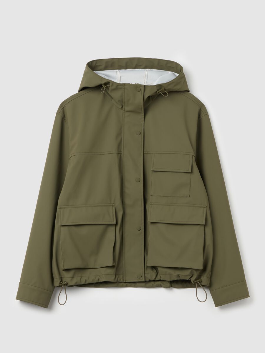 Short parka with hood and drawstring_4