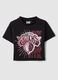T-shirt in cotone elasticizzato nera da bambina boxy fit NY Knicks_0