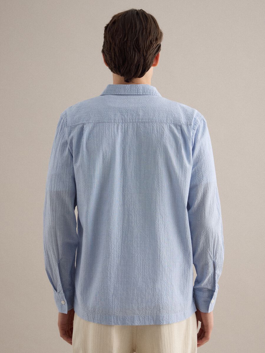 Blue stretch cotton long sleeve shirt regular fit_2