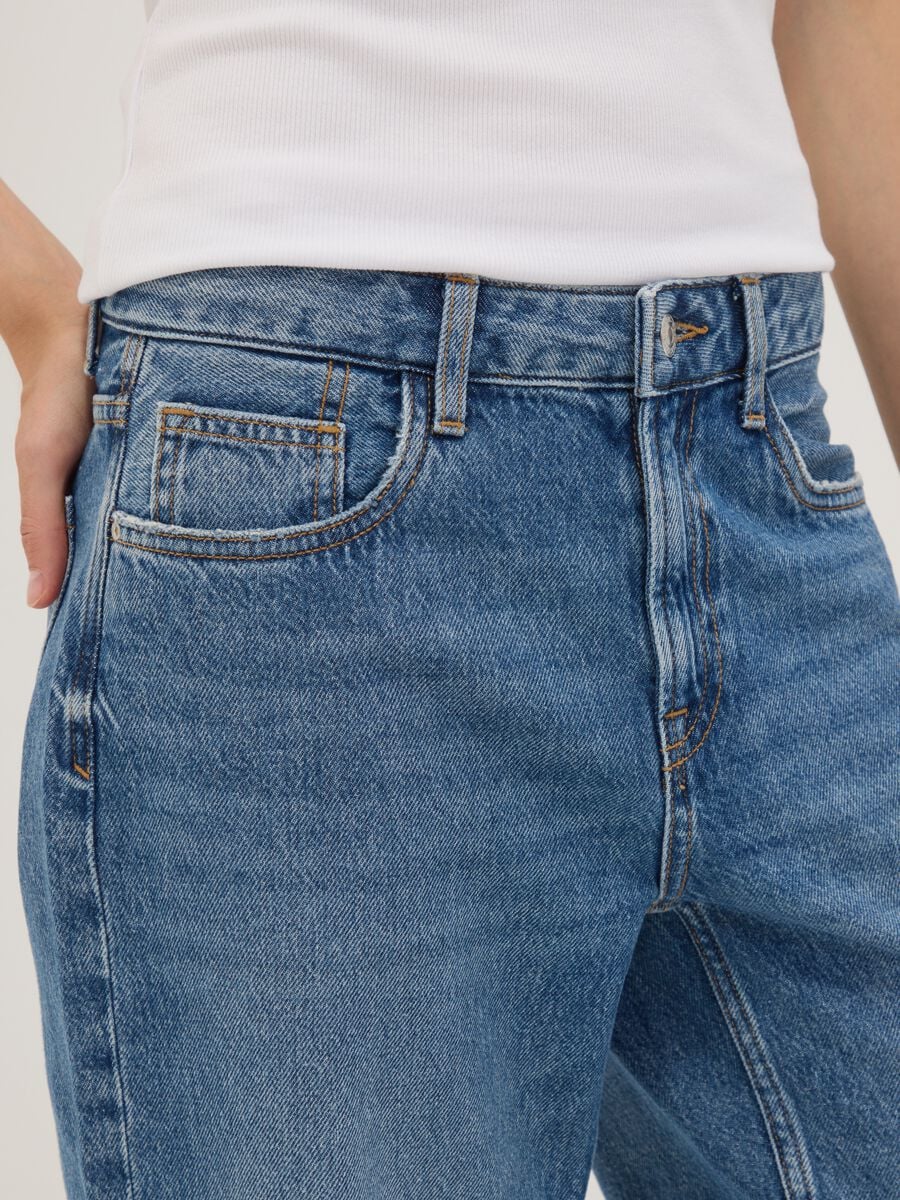 Blue denim pure cotton straight-fit jeans_3