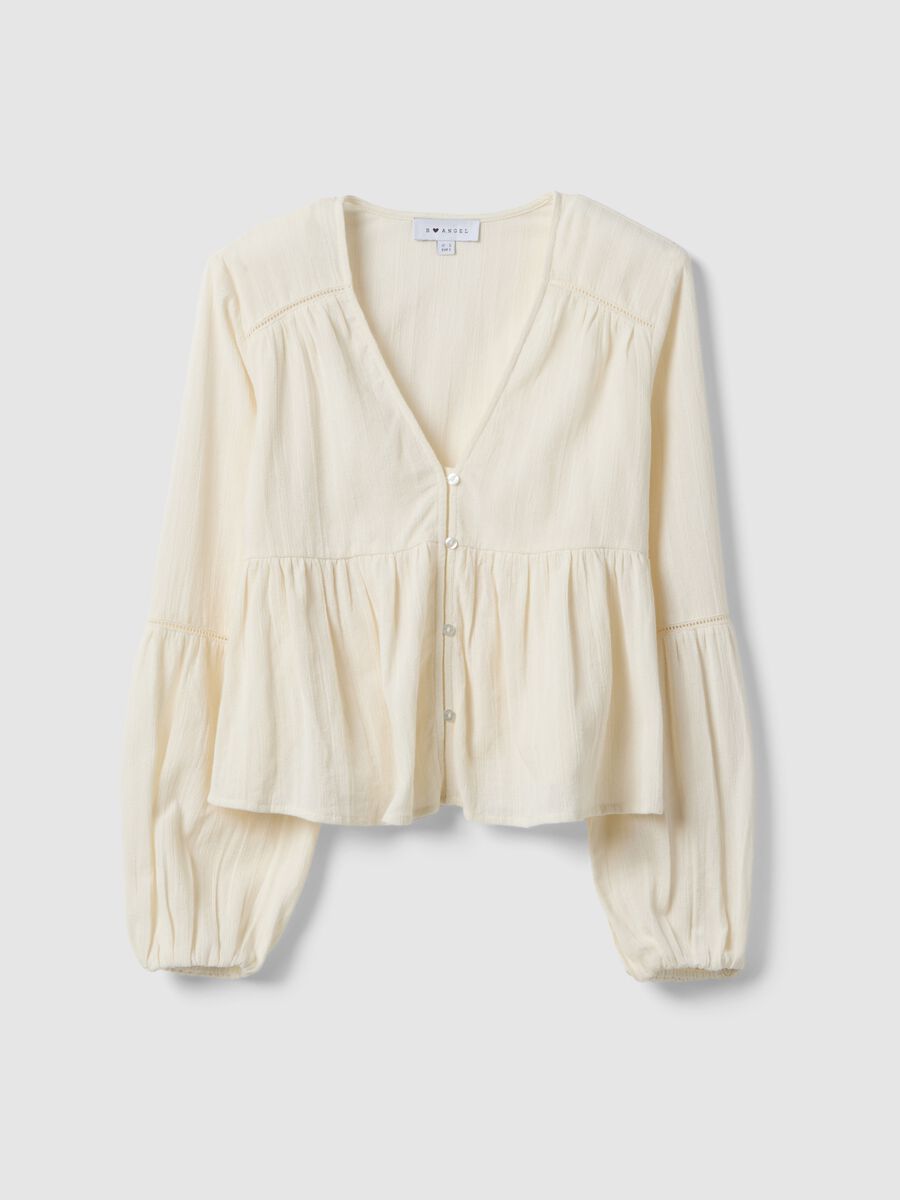 White pure cotton blouse with striped regular fit_4