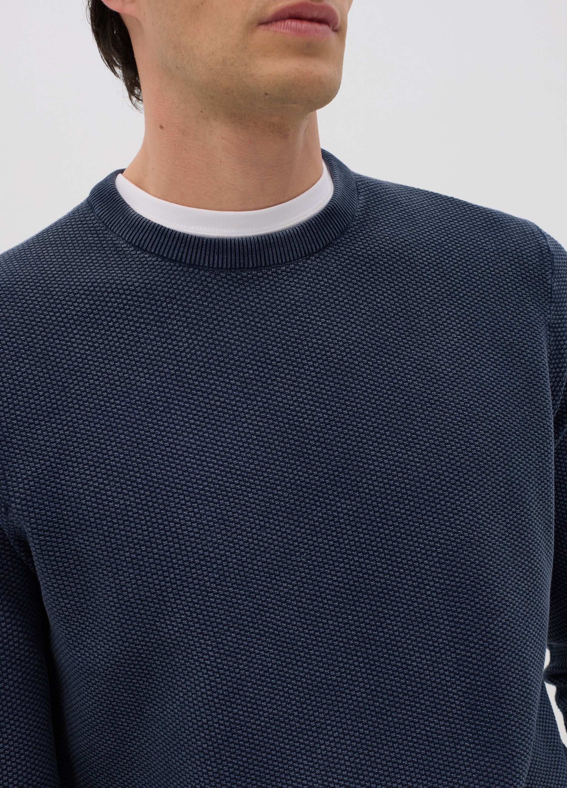 Blue knit cotton jumper