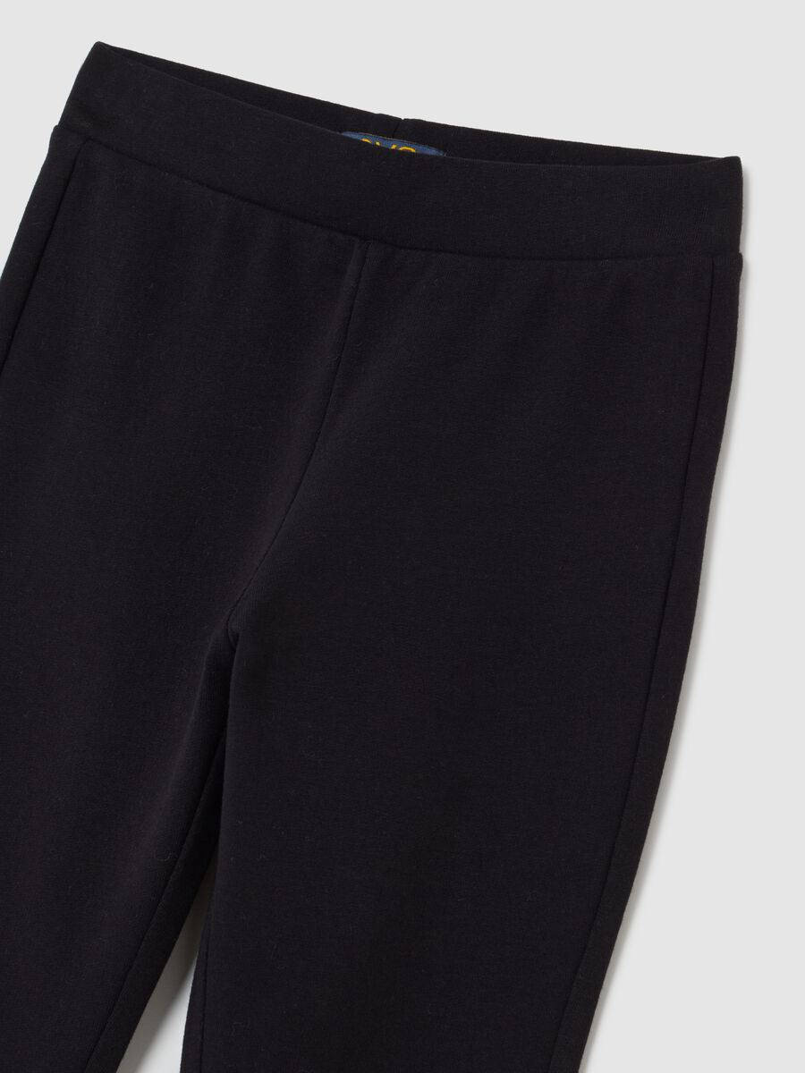 Leggings flare da bambina in cotone elasticizzato neri_3
