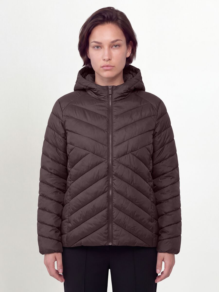 Giacca Ultralight viola trapuntata con cappuccio e zip regular fit_1
