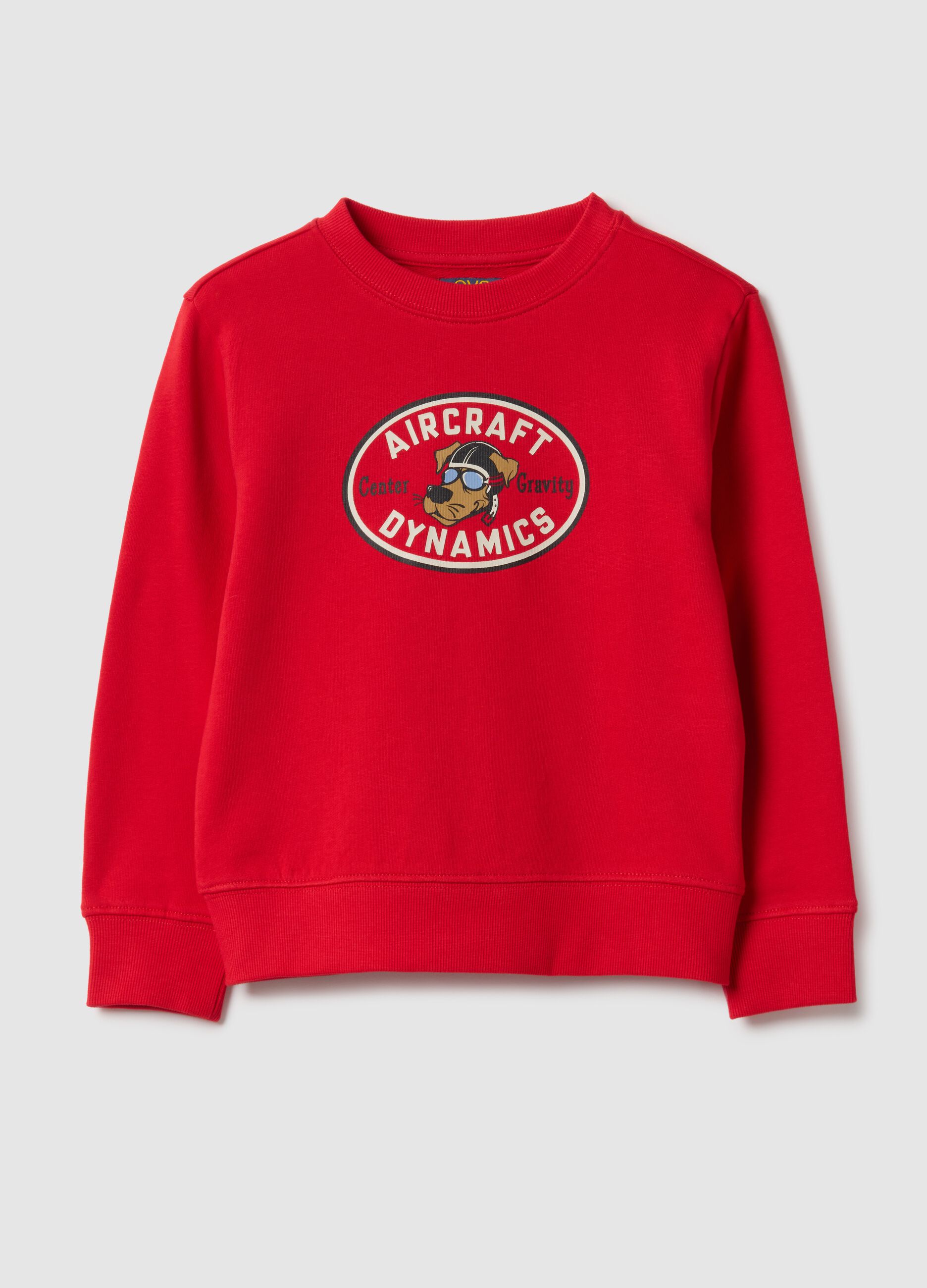 Kids' red crew neck sweatshirt in pure cotton regular fit
