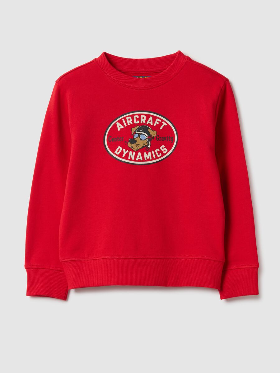 Kids' red crew neck sweatshirt in pure cotton regular fit_0