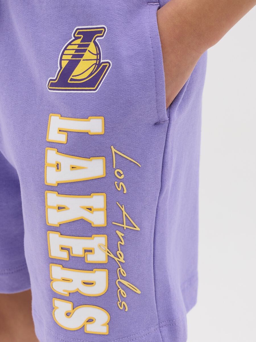 Purple NBA Los Angeles Lakers Bermuda joggers with drawstring_1