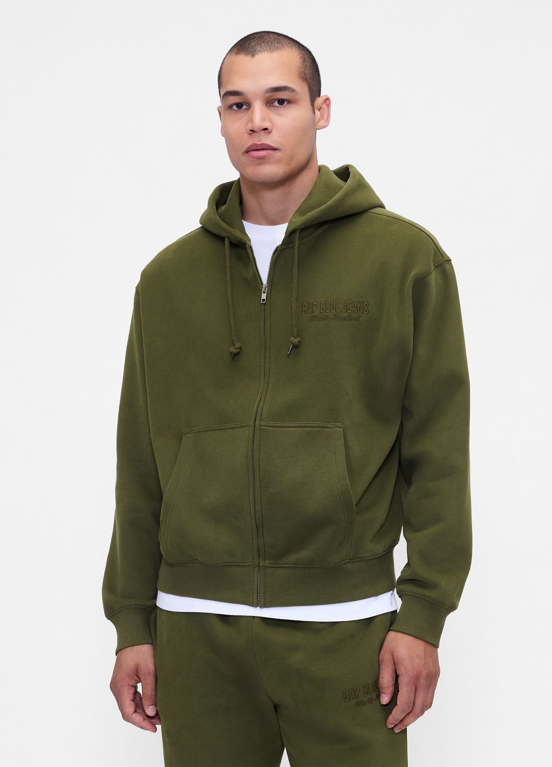 Green Hoodie with Full Zip