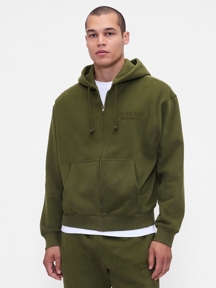Green Hoodie with Full Zip_0