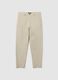 Beige stretch cotton trousers with carrot fit_4