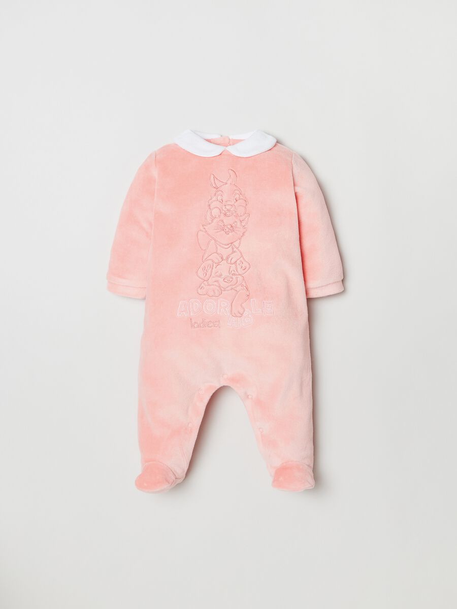 Tutina in velour con piedini ricamo Minu_0