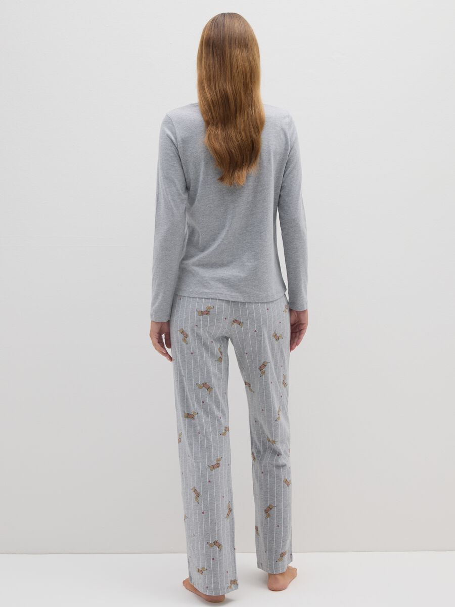 Grey cotton blend long pyjamas regular fit_2