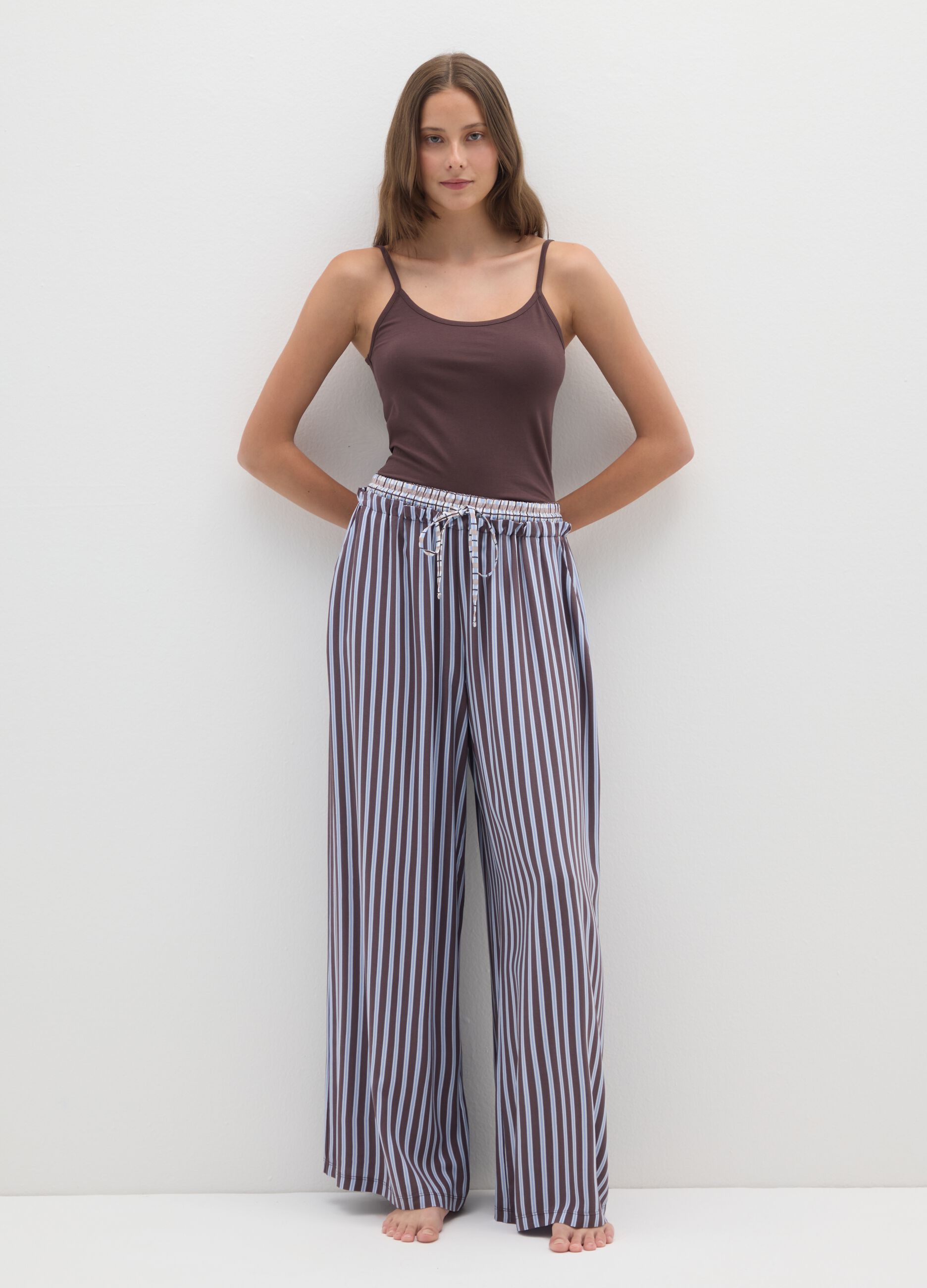 Brown Striped Pyjama Trousers