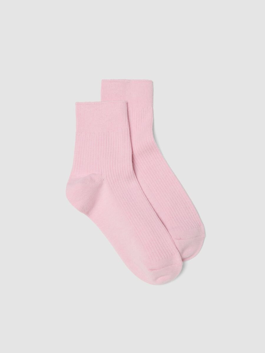 Pink ankle-length stretch cotton socks_0