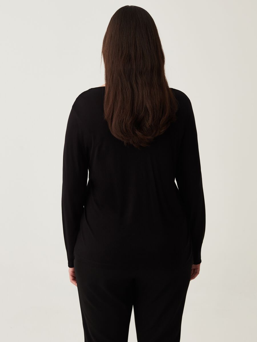 T-shirt a maniche lunghe con drappeggio Curvy_2
