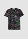 Boys&rsquo; pure cotton multicolour graffiti T-shirt, regular fit_0