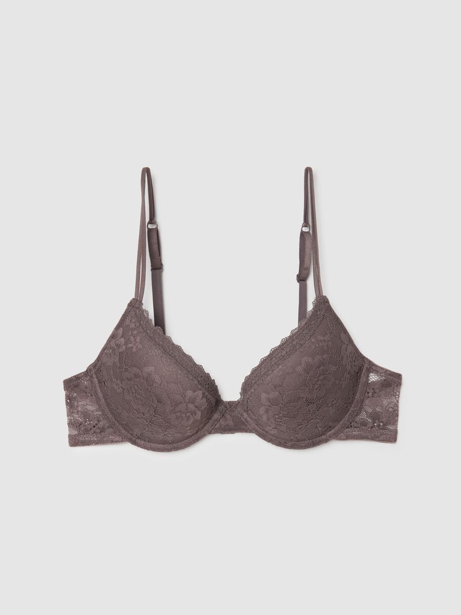 Grey Lace Padded Bra_4
