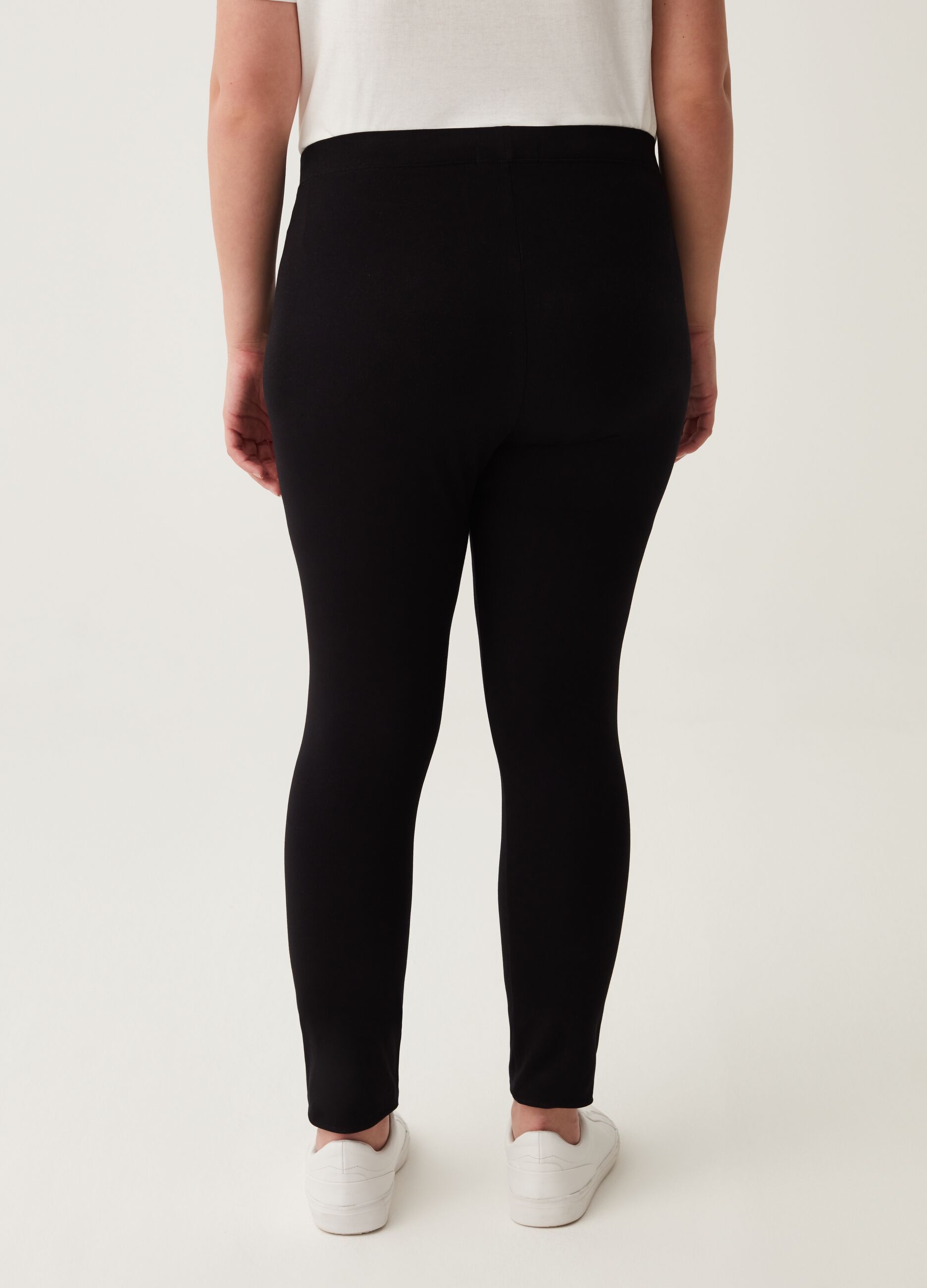 Leggings in cotone stretch tinta unita Curvy