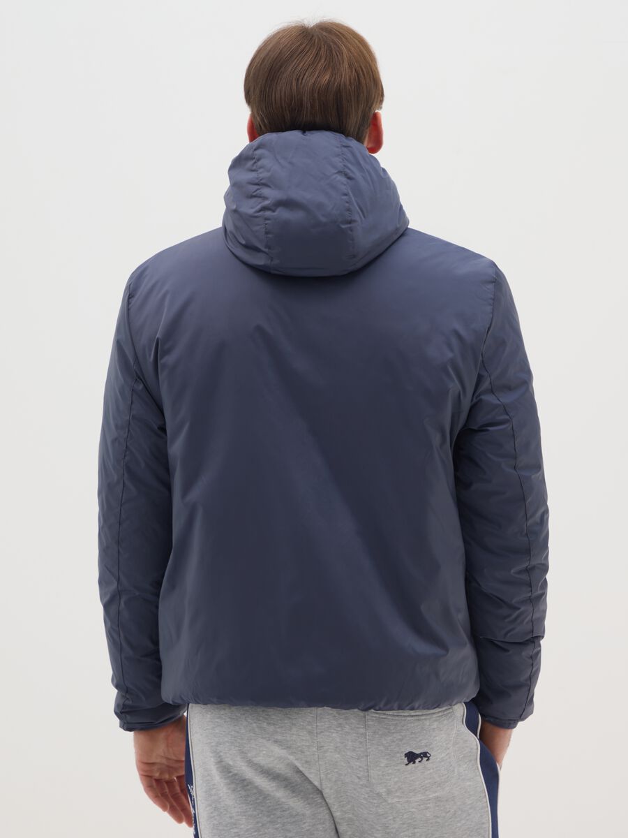 Blue padded jacket with hood and zip_2
