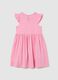 Girls&rsquo; pink dress in 100% cotton with puff sleeves_1