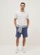 Blue cotton blend regular fit shorts_0