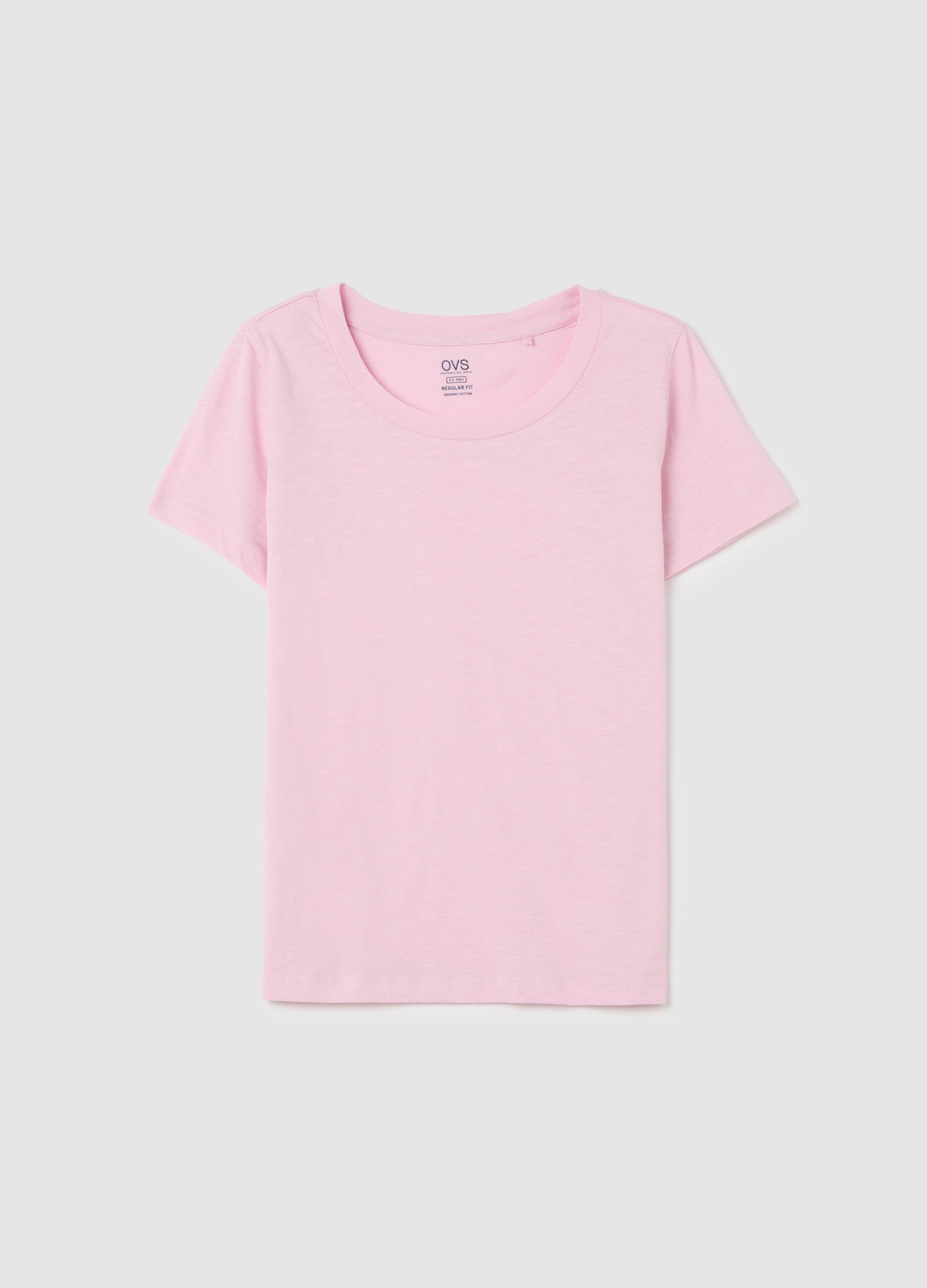 Pink crew neck organic cotton T-shirt by Ovs
