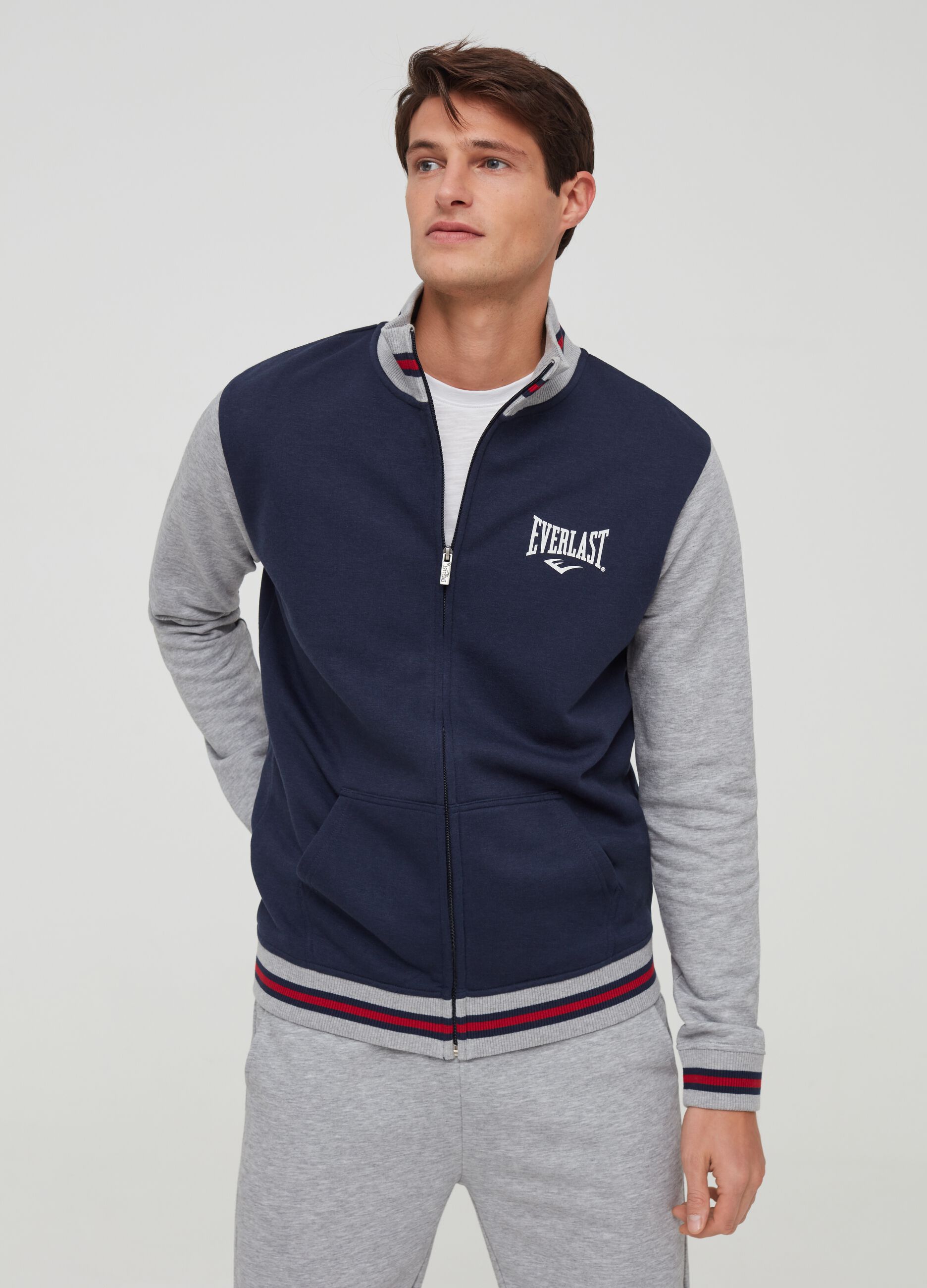 Full-zip Everlast sweatshirt in fleece with high neck