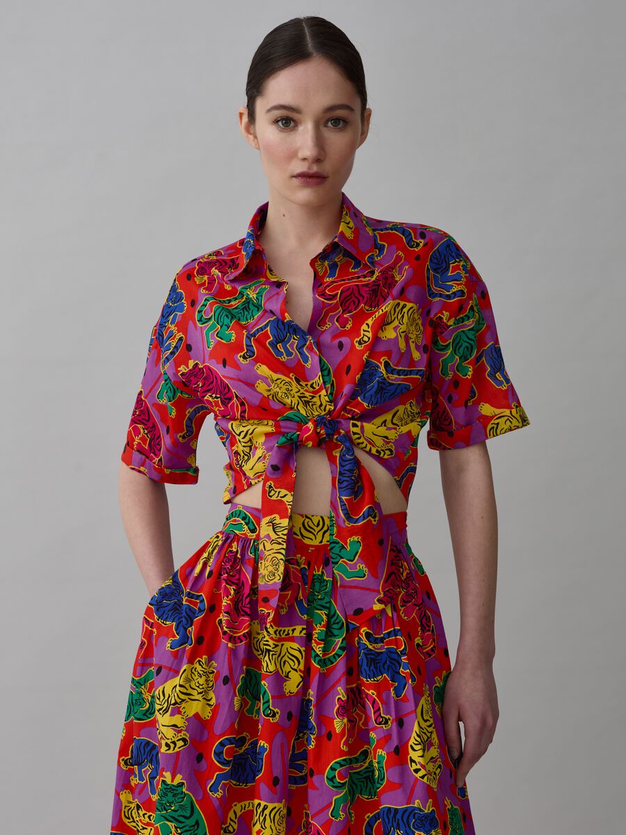 Short-sleeved shirt with tigers print_0
