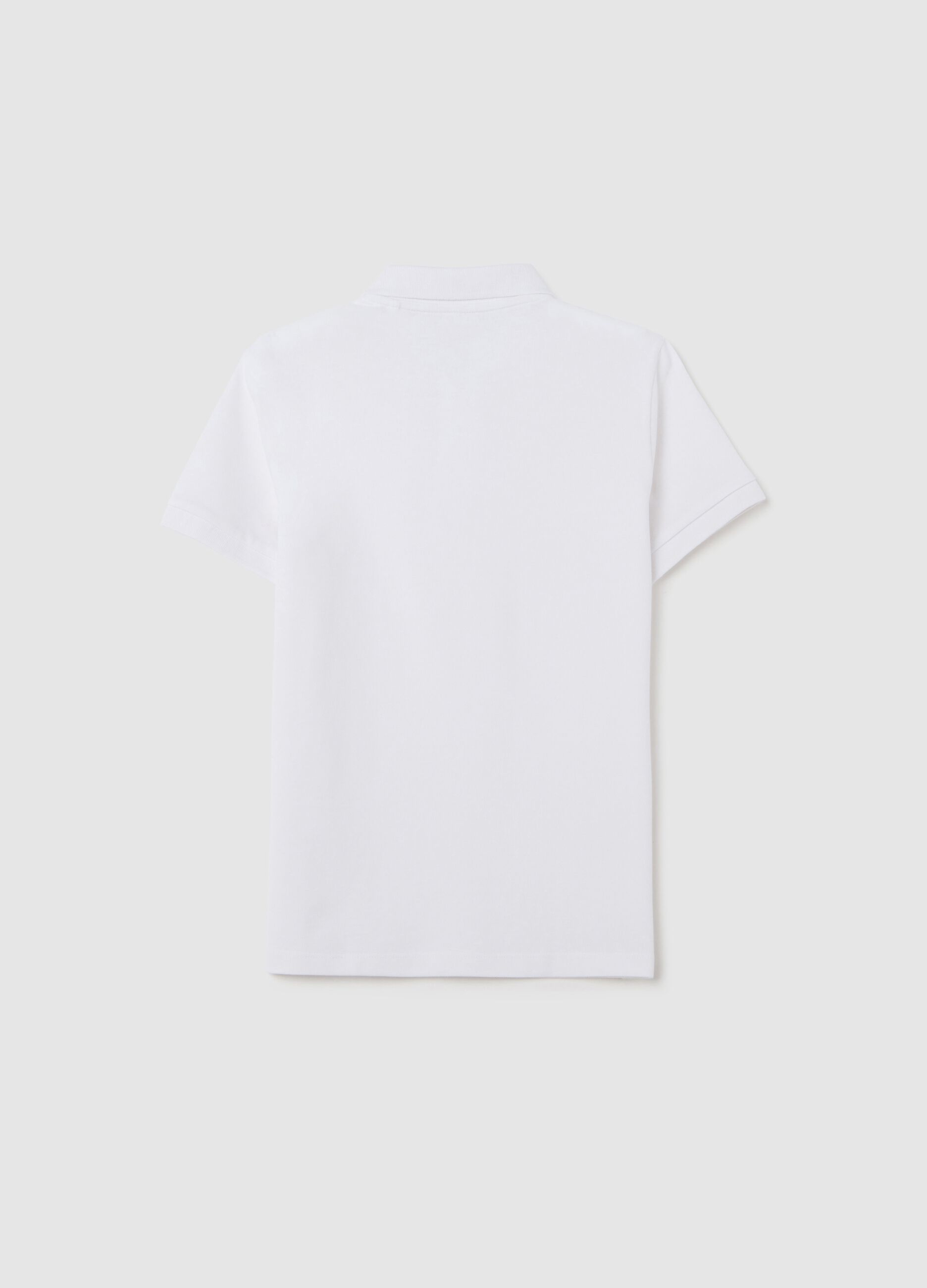 White cotton short sleeve polo