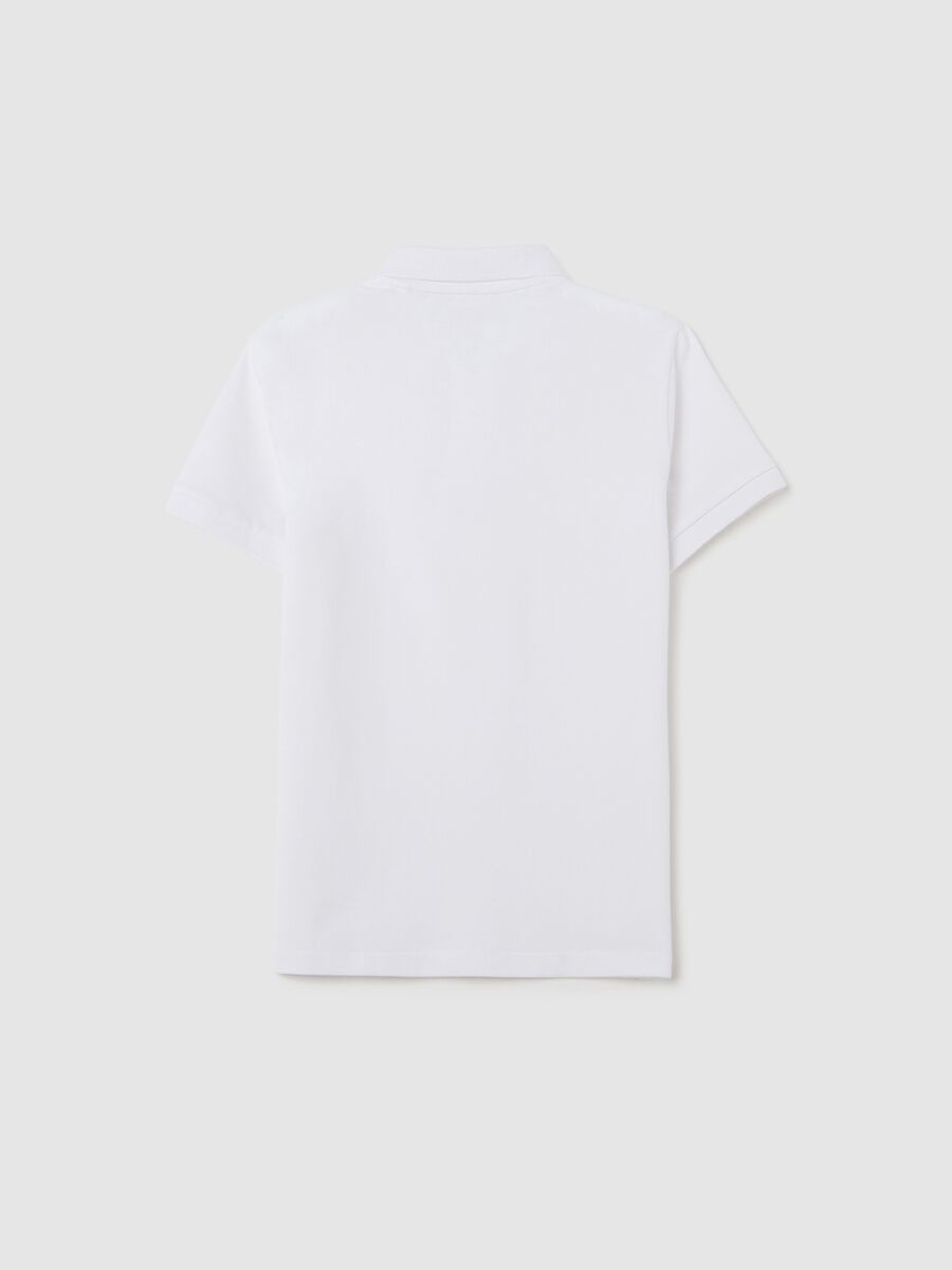 Polo da ragazzo in puro cotone bianca regular fit_4