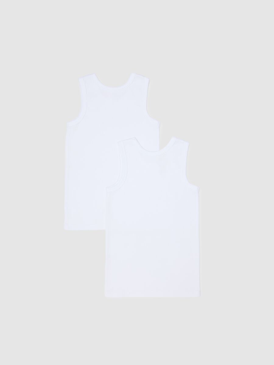 White cotton tank top twin pack for boys_1