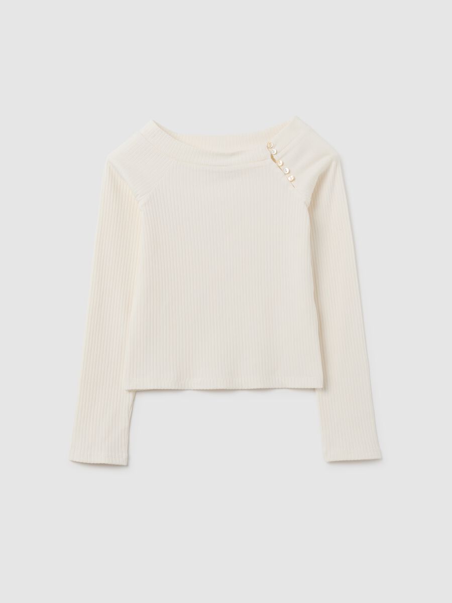 Maglia da ragazze in cotone bianco regular fit_0