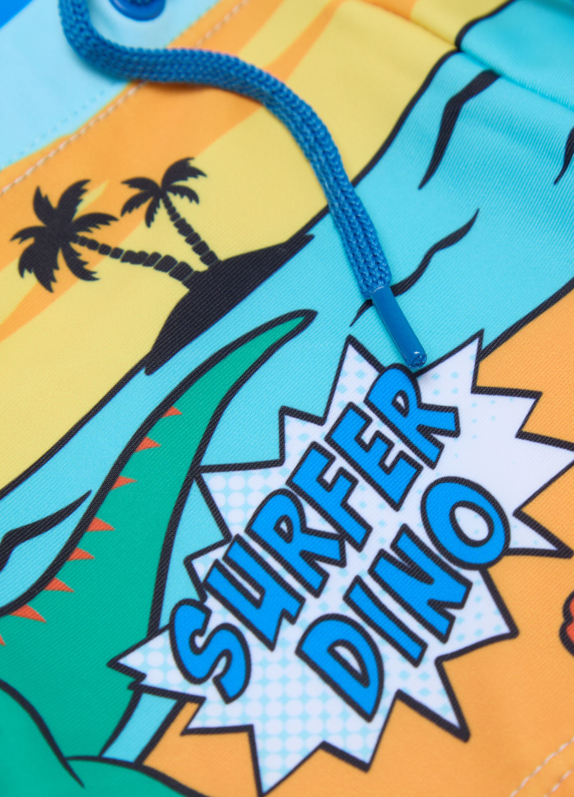 Multicolour stretch fabric boys' boxers with Surfer Dino print