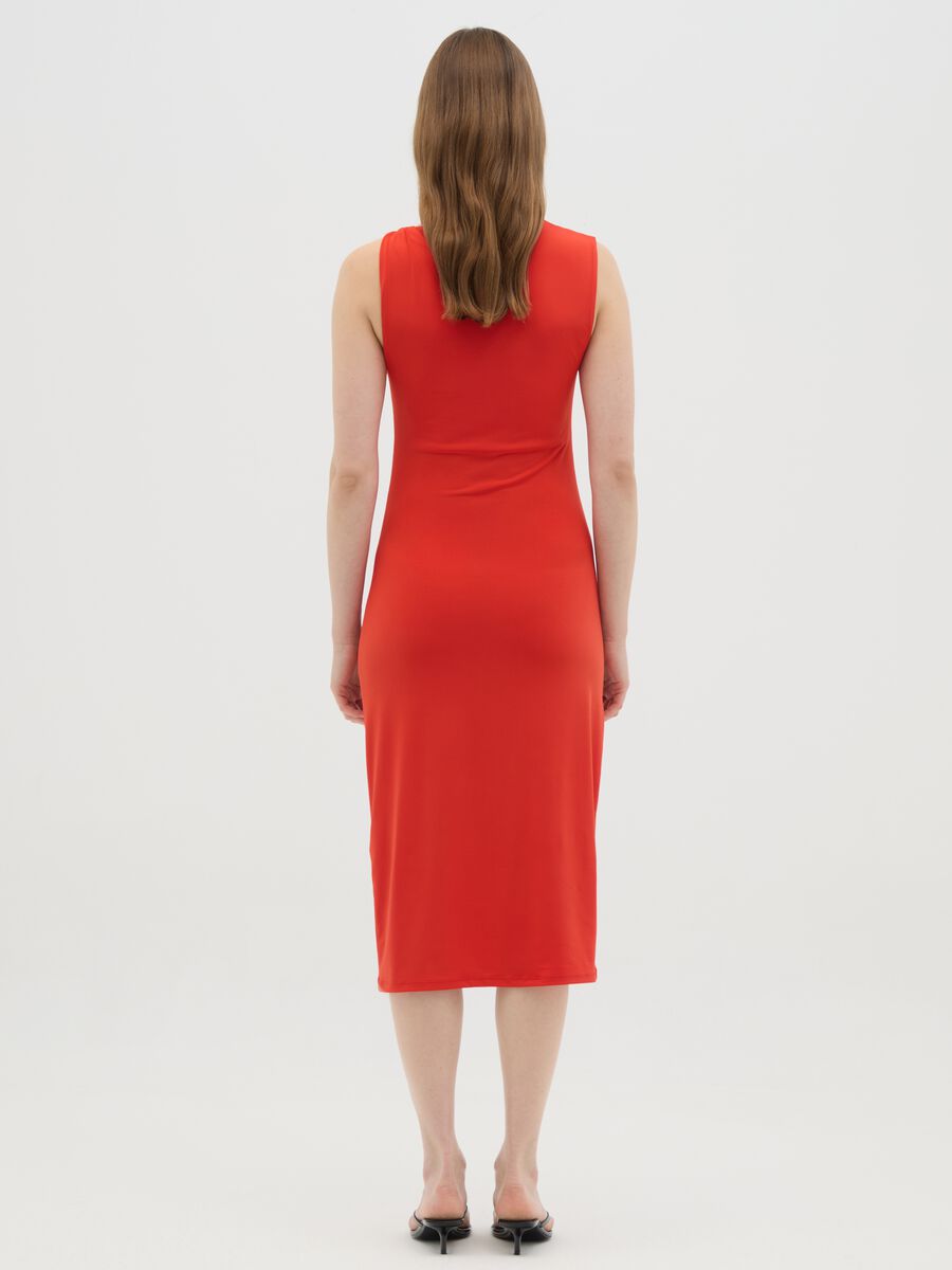 Women's long dress in red stretch fabric regular fit_3
