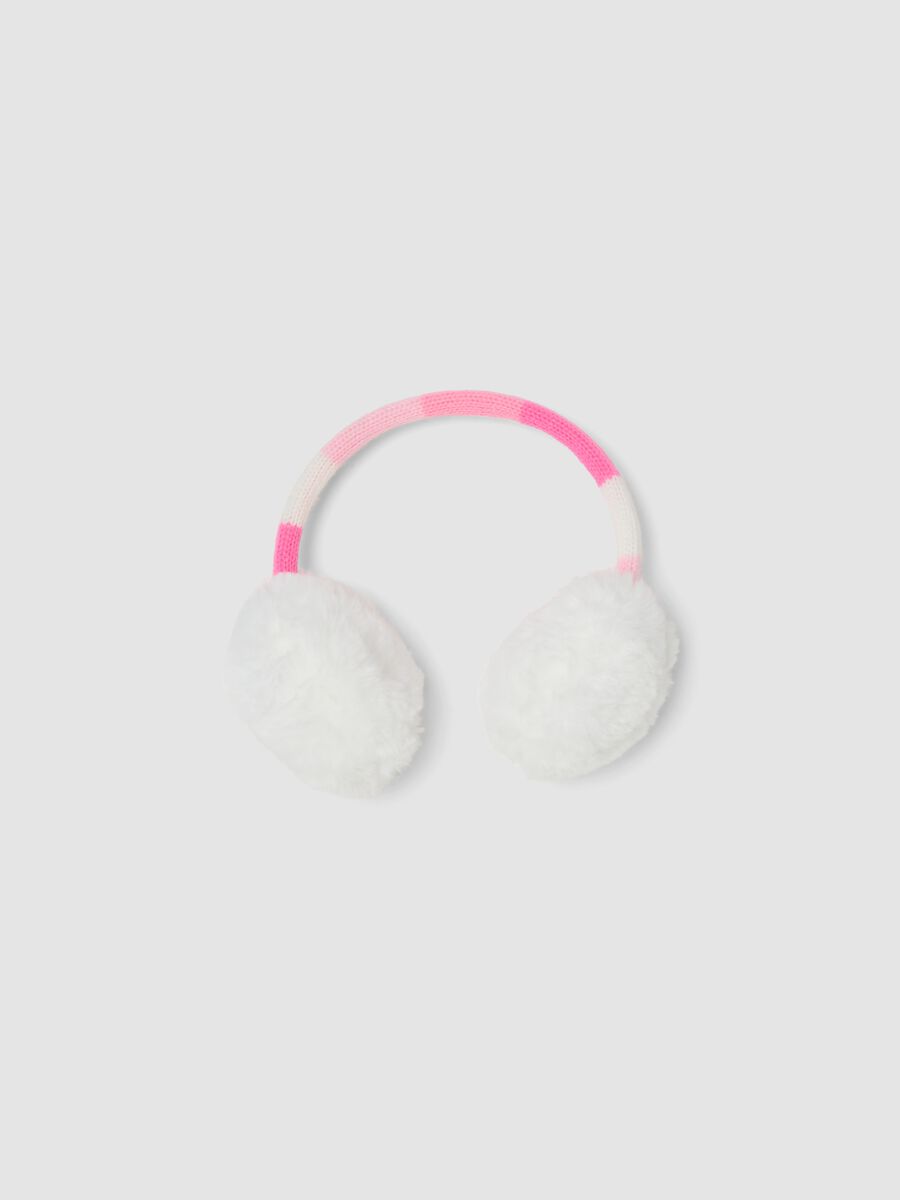 Copriorecchie bianchi con dettagli rosa_0