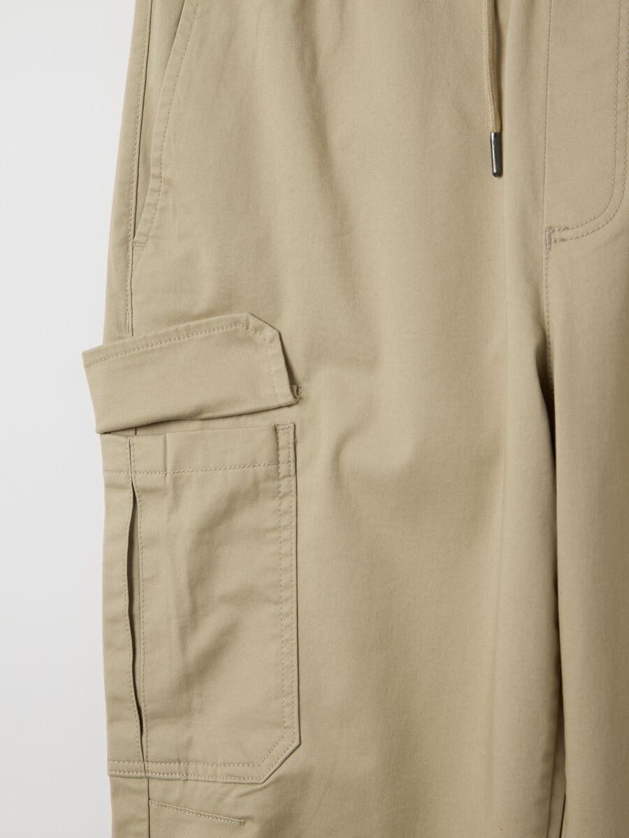 Beige cargo joggers with drawstring_5