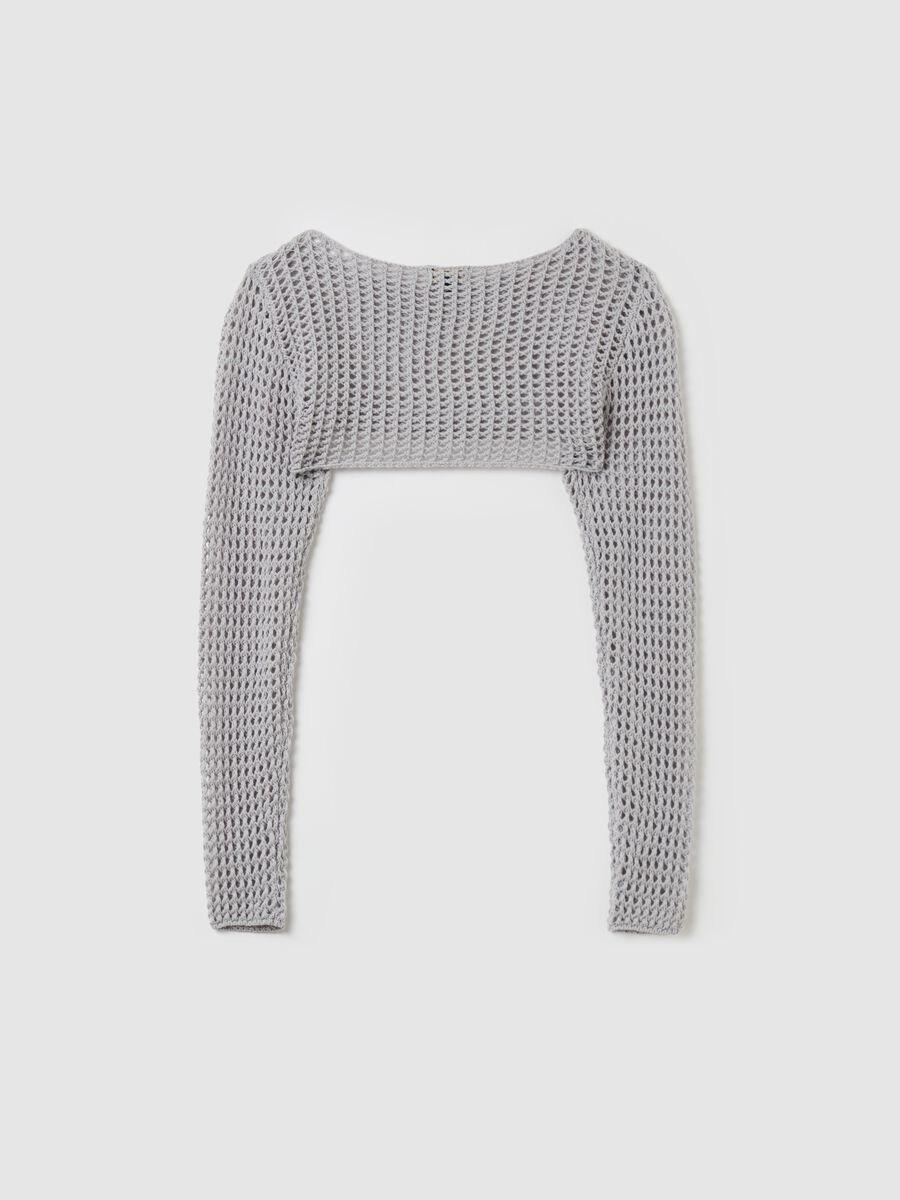 Openwork knit cropped cardigan_4