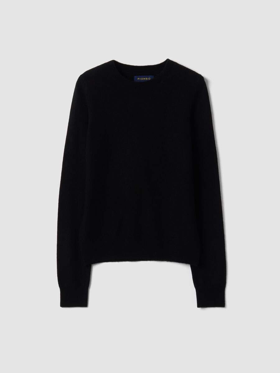 Maglia nera in pura lana a girocollo_0