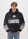 Black cotton blend sweatshirt with Los Angeles Lakers print_1