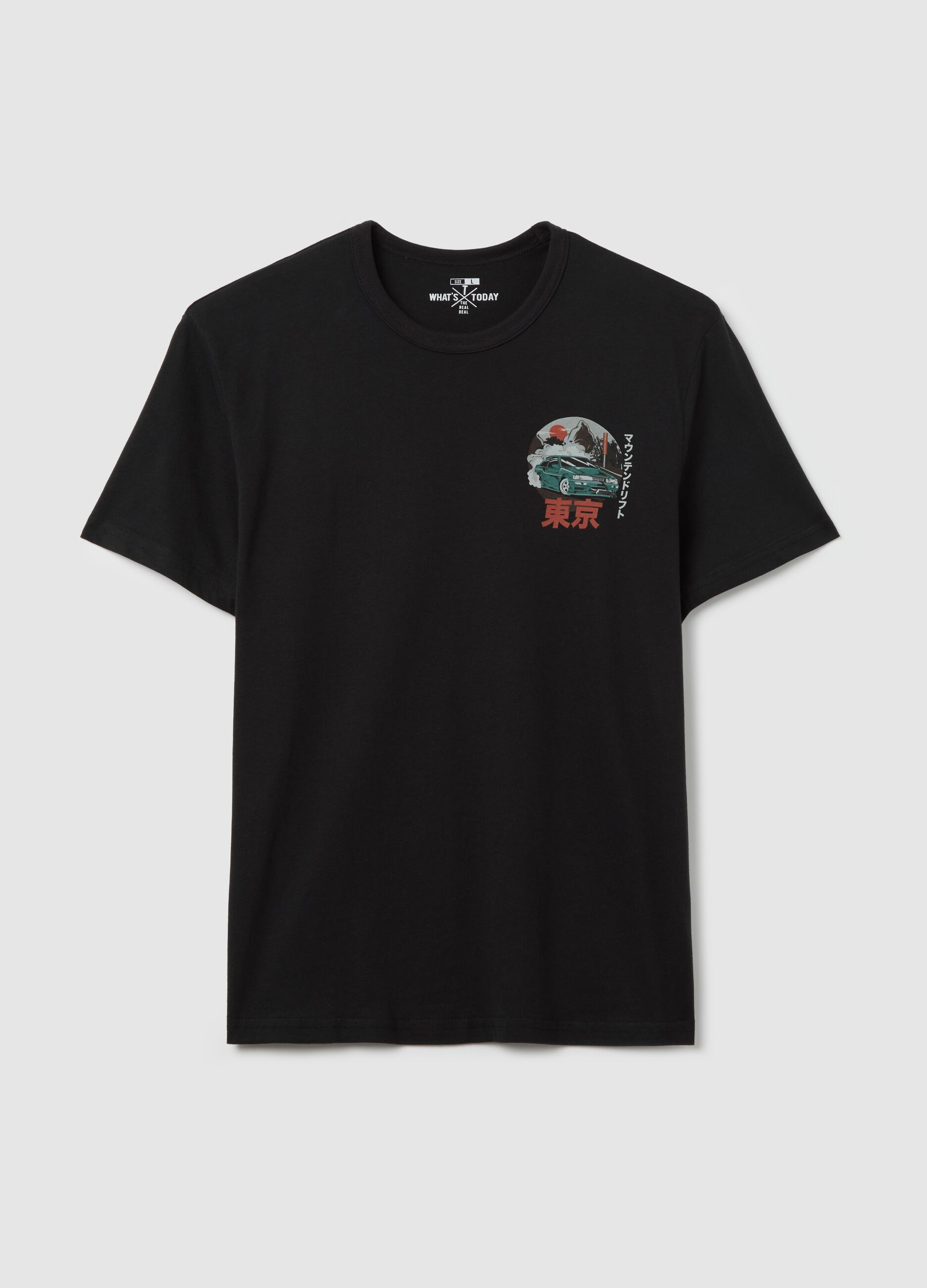 T-shirt in cotone con stampa ideogrammi
