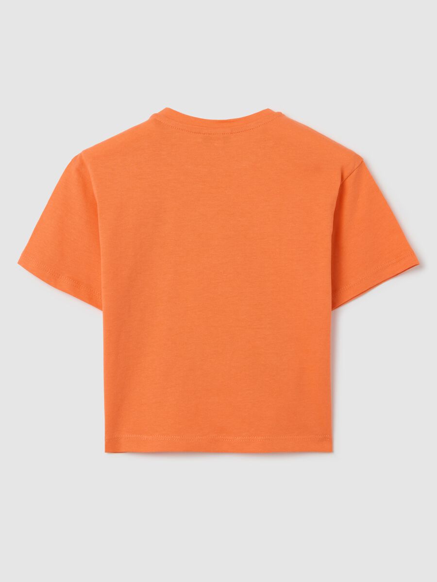 Orange cotton T-shirt with print_1