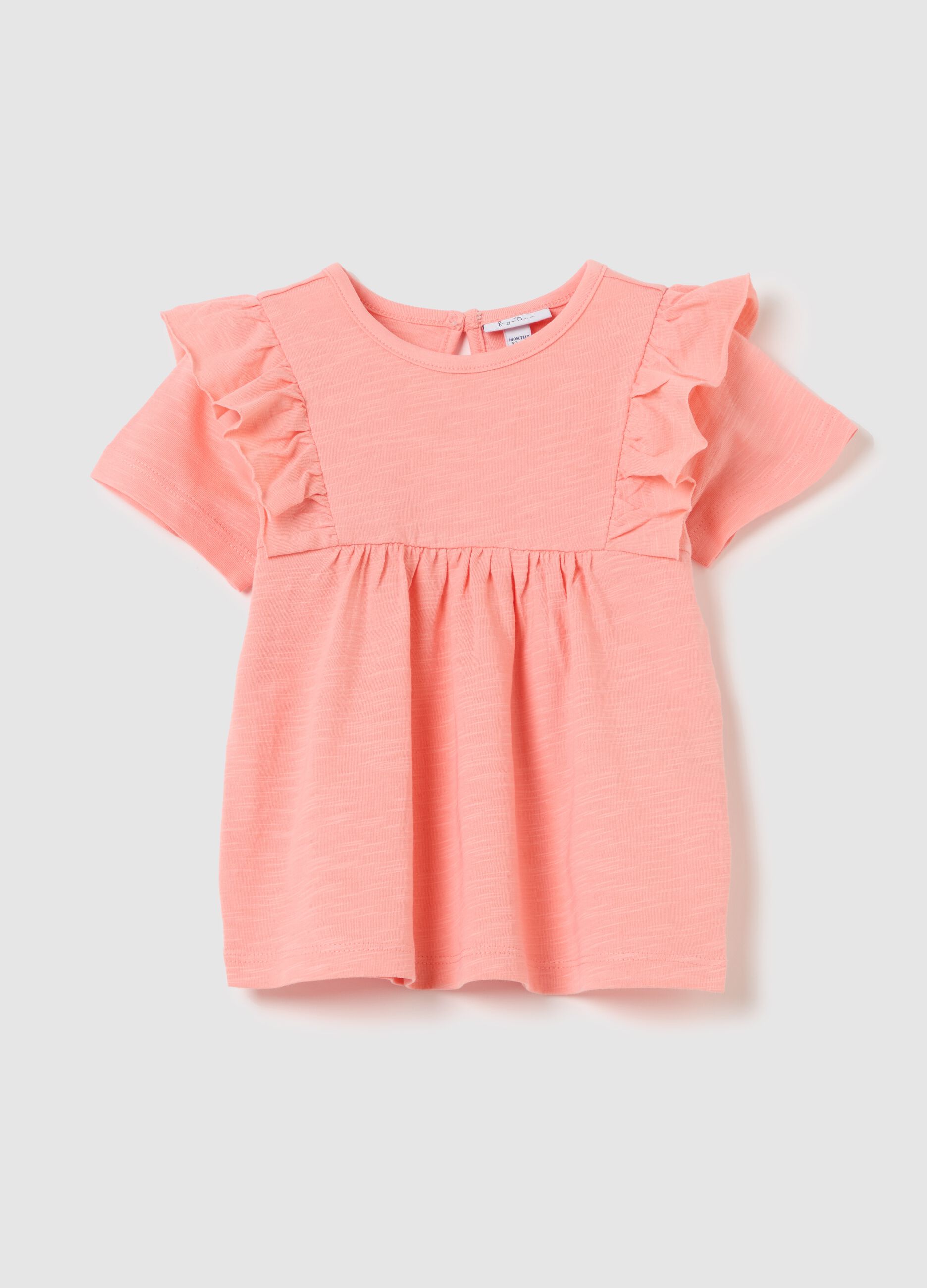 Cotton T-shirt with ruffles