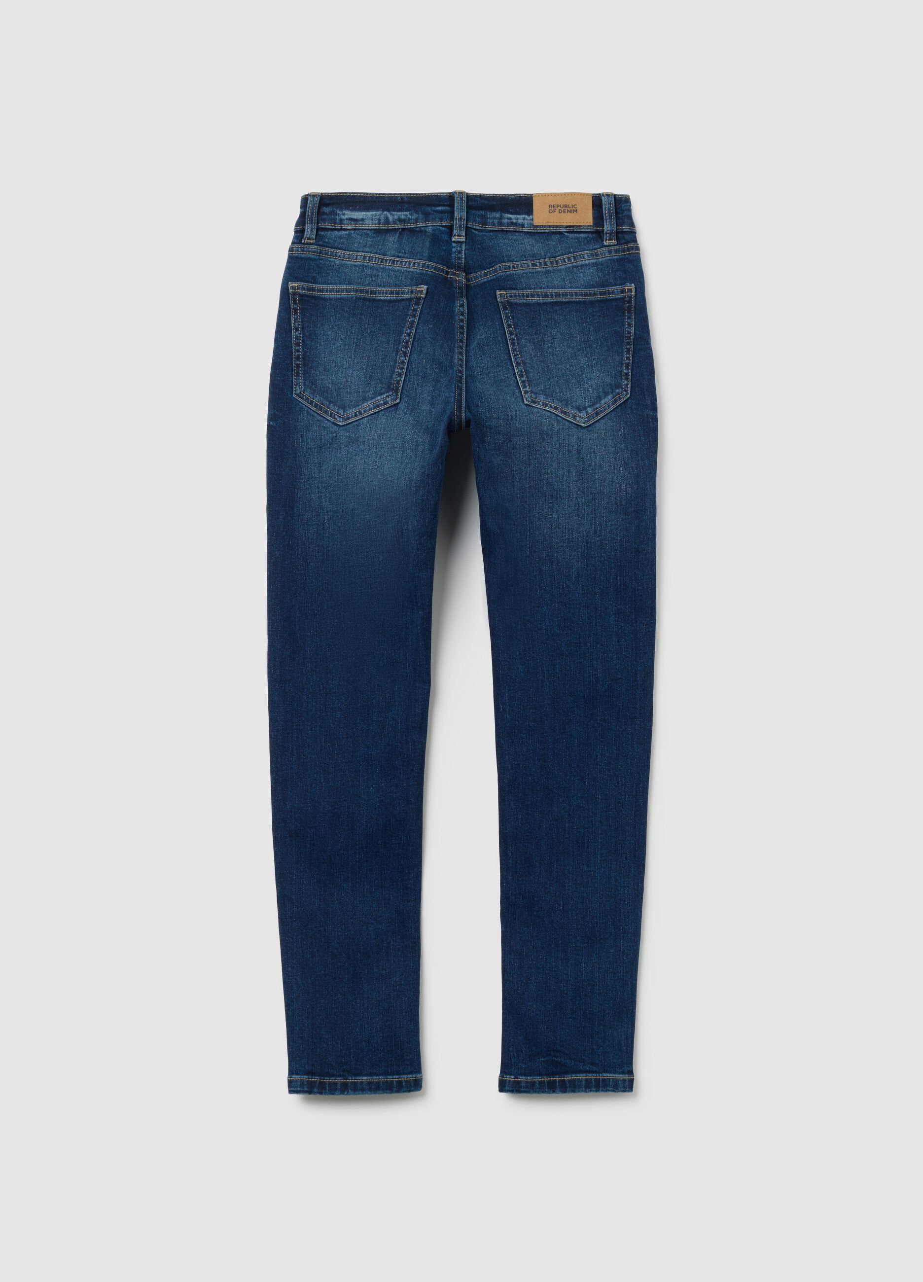 Jeans da ragazzo in cotone elasticizzato blu slim fit