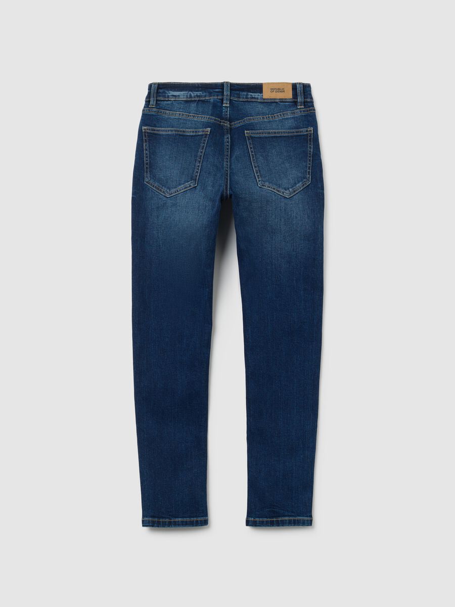 Jeans da ragazzo in cotone elasticizzato blu slim fit_1